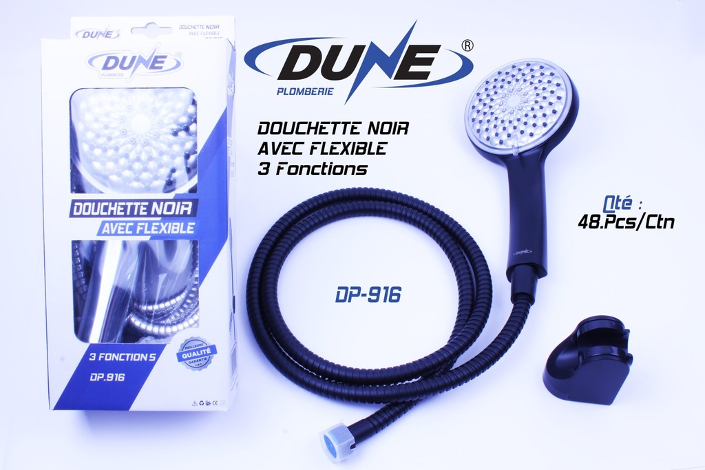 Douchette De Douche+Flexible Noir DUNE