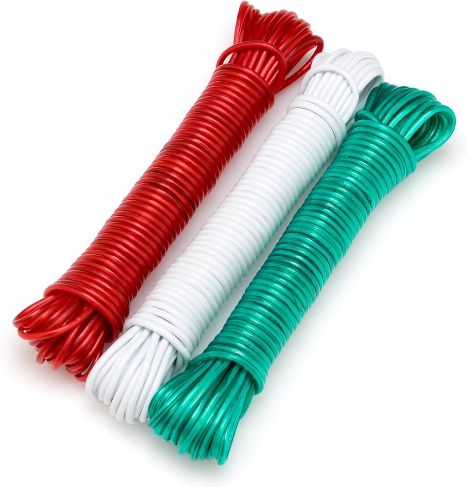 CORDE A LINGE ACIER PLASTIFIE + CROCHET 15m